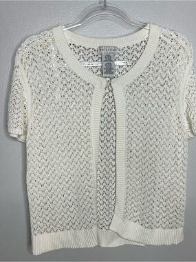 VTG White Stag White Crochet Cardigan Ferstival Boho Beach Women's - XL 16/18